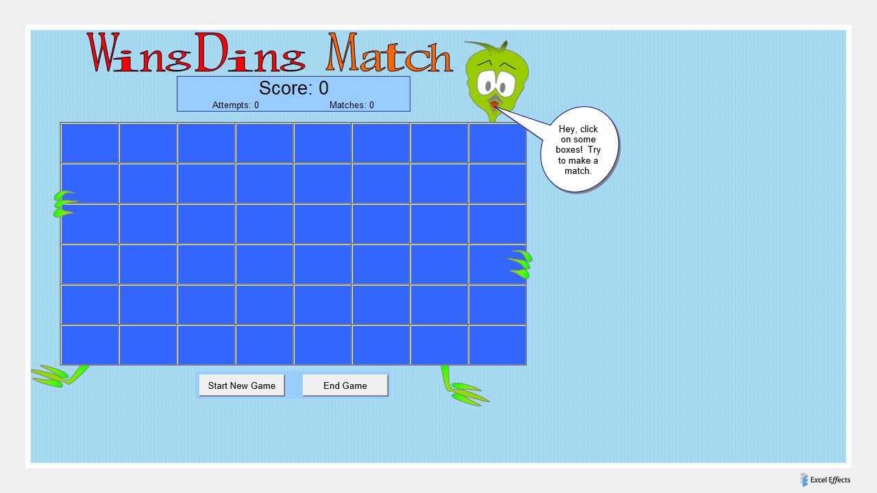 Start of Wingding - Excel Effects