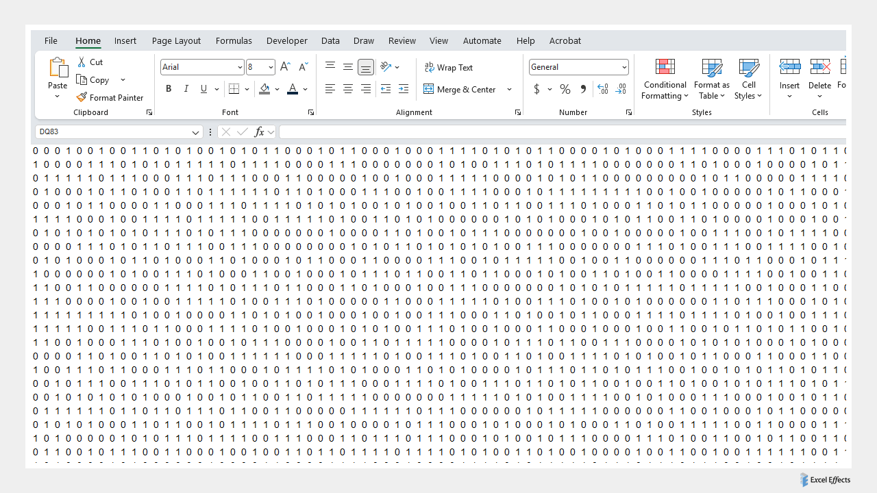 Random ones and zeros - Excel Effects