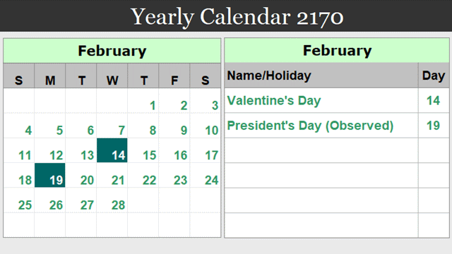 Dynamic Yearly Calendar