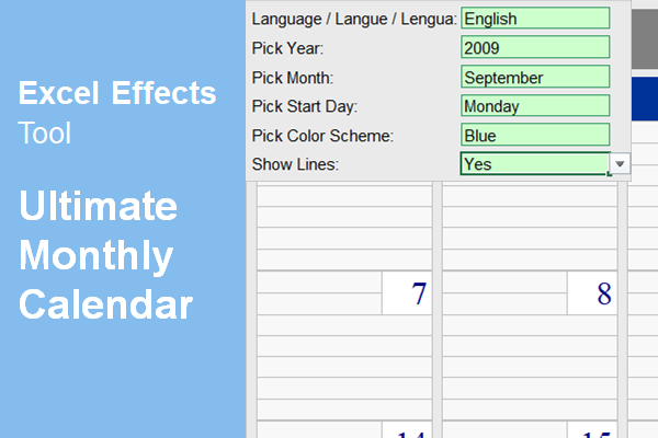Ultimate monthly calendar for Excel