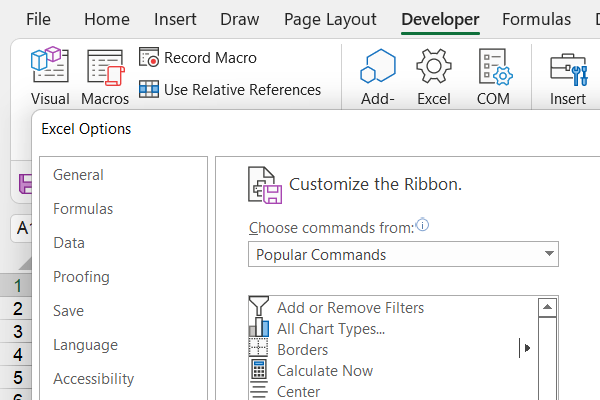 Show developer ribbon in Excel – How to