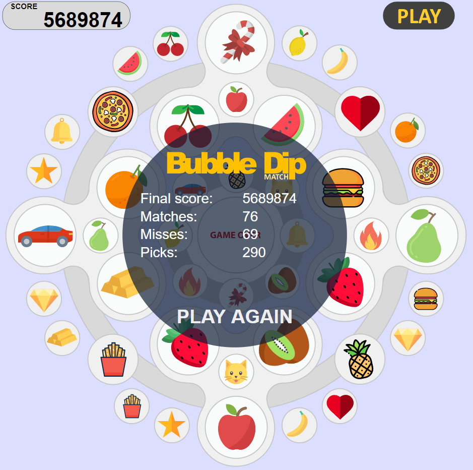 Bubble dip match online matching game