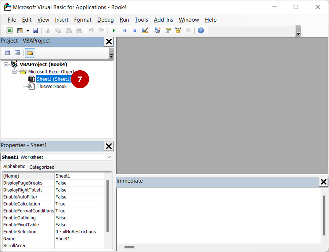 Step 7 - Assign a name - Steps to show module window for current sheet