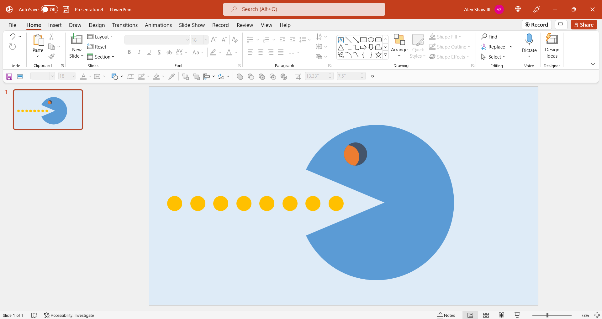How to create a blue Pac-man figure in PowerPoint
