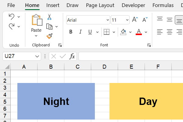 Change cells from night to day in Excel, How-to