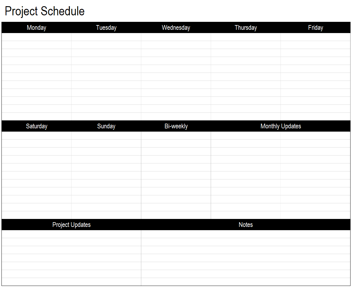 Project schedule template for Excel