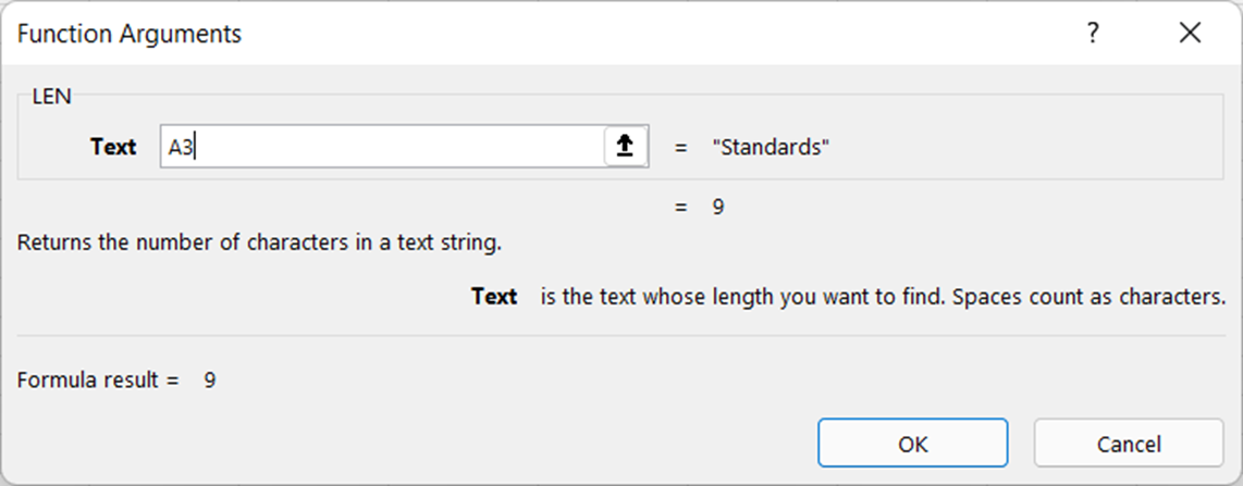 LEN worksheet function in Excel