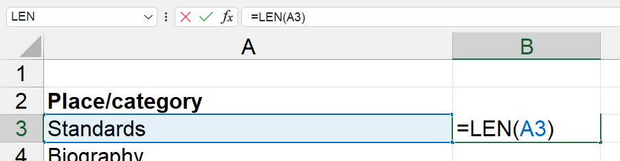 Example 1a - LEN function