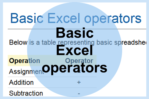 Basic Excel operators