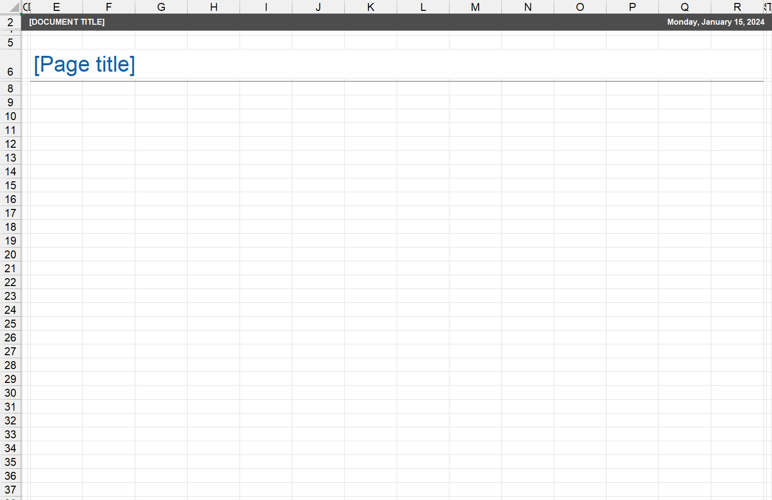 Blank Excel Template - Excel Effects