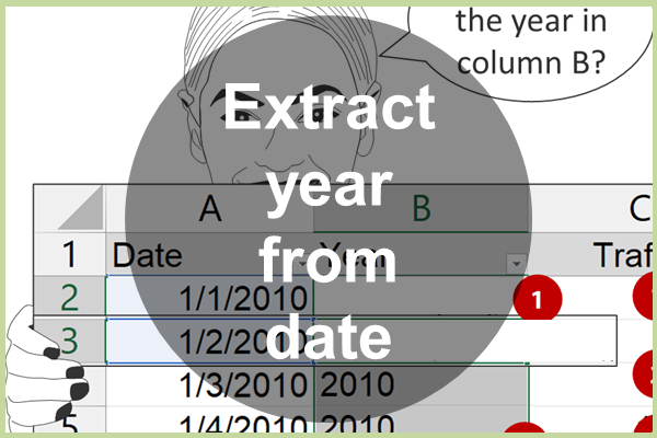 Extract year from date in Excel